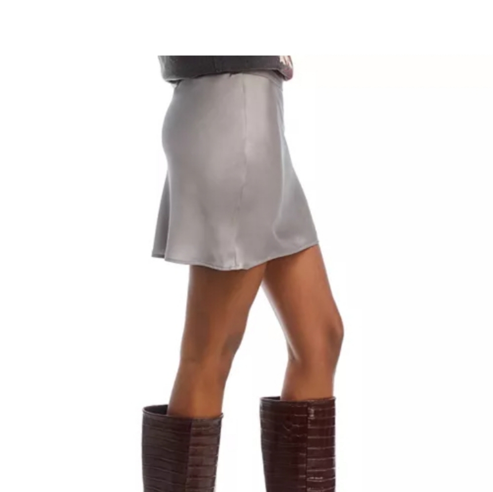 Satin Mini Skirt in Light Gray - Women's Mini Skirt